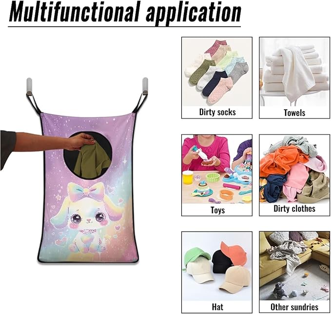 ZOUTAIRONG Hanging Laundry Bag Over The Door Laundry Hamper Laundry Basket Home Storage Organizers Clothes Hamper for Bedroom, Cute Dog Pattern