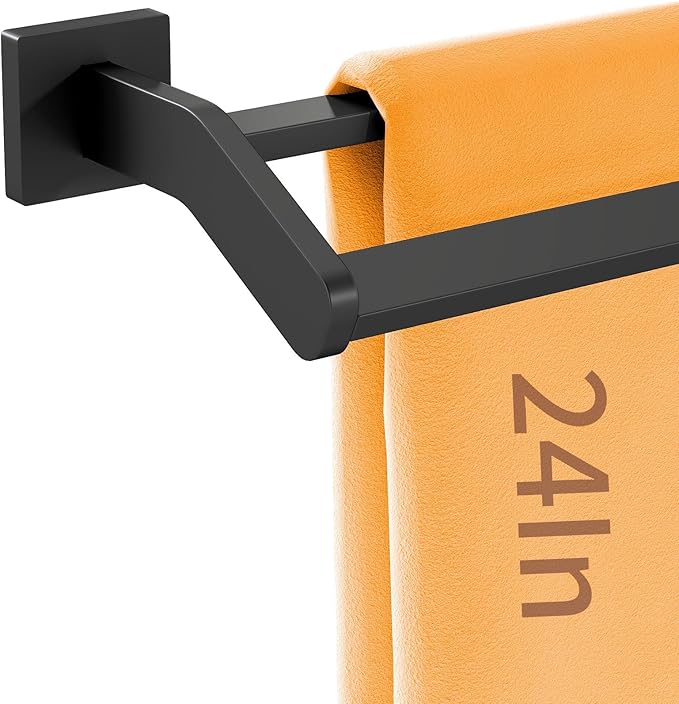 Double Towel Bar, Towel Racks for Bathroom, 24 Inch Heavy Duty Stainless Steel Bathroom Towel Holder Rod Wall Mounted, Bath Towel Rack, Matte Black
