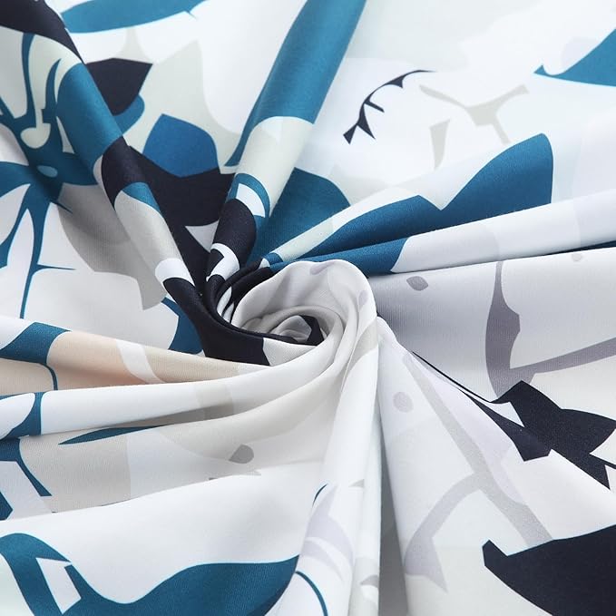 Fabric Shower Curtain 78 Inches Long, Blue Black Beige Watercolor Foral Plant Shower Curtains for Bathroom, Modern Decorative Bathroom Curtains, 72" W x 78" H