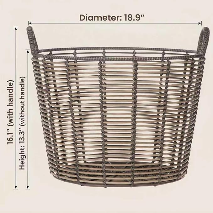 76QT Rattan Woven Basket With Handle, Extra-Large Storage Basket,Used for Storing Clothes, Towels and Various Household Items. Perfect for Living Rooms, Bedrooms, Bathrooms and Dormitories.
