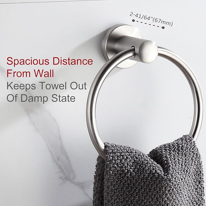 BGL Brushed Nickel Towel Ring Brushed Nickel Hand Towel Holder Stainless Steel Towel Ring for Bathroom 2 Pack