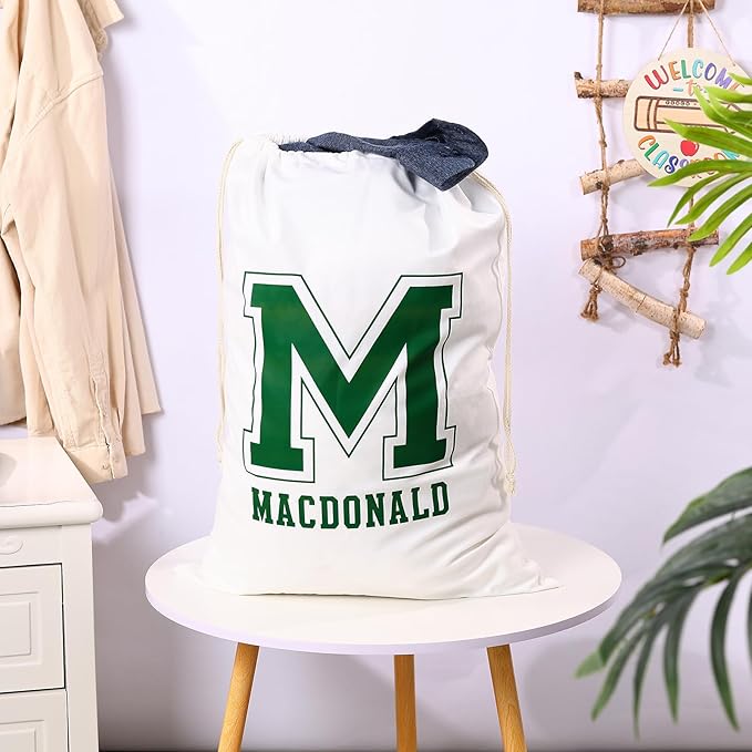 Personalized Initial Name Laundry Bag Custom College Dorm Room Essentials for Girls Guys Dirty Clothes Travel Laundry Bags with Drawstring Strap 19.29"Wx26.77"H