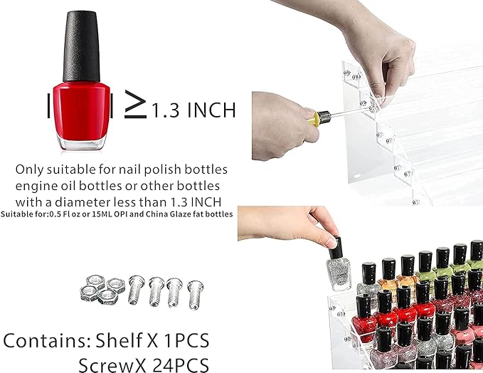 Cq acrylic 54 Bottles of 6 Layers Clear Nail Polish Rack,Nail Polish Storage Organizers and Storage Box,Clear Paint Bottles Holder and Essential Oil Organizer,Pack of 1