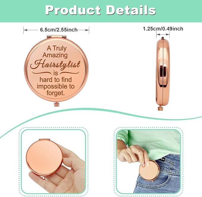 Hair Stylist Gifts for Women Hairdresser Gift Appreciation Present Compact Makeup Mirror for Hairdresser Thanks You Folding Makeup Mirror for Salon Barber Birthday Christmas Graduation Present