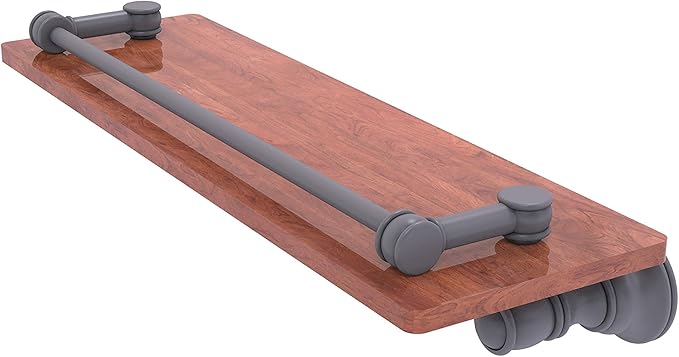 Allied Brass CL-1-16-GAL-IRW Carolina Collection 16 Inch Gallery Rail Wood Shelf, Matte Gray