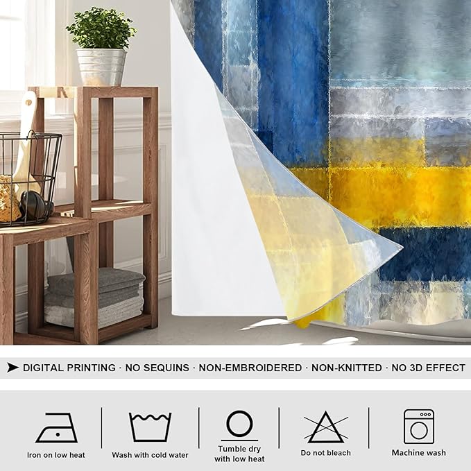 Shrahala Brown Abstract Art No Hooks Shower Curtain with Snap in Liner Set, Grey Contemporary Colorful Bathroom Décor Polyester Fiber Waterproof for Stall Bathtubs 54 X 80 in