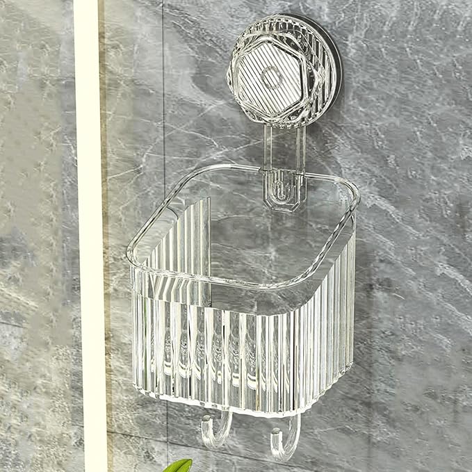 Powerful Suction Cup Bathroom Shelf Wall Mounted Rack Storage Basket Makeup Tool Stand