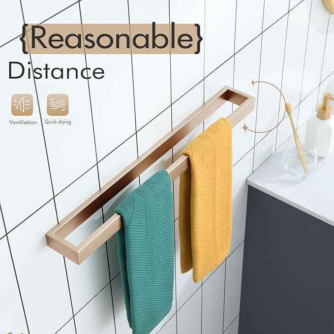 KOKOSIRI Towel Bar for Bathroom Hardware Bath Towel Hanger 20-Inch Kitchen Rack Champagne Bronze Stainless Steel Wall Mount, 1 Pack B4008CPG-L20