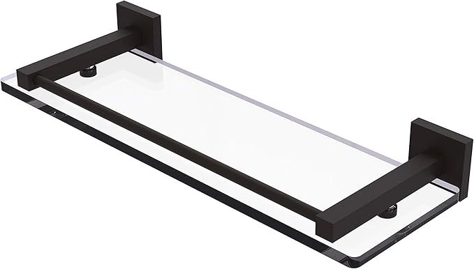 Allied Brass MT-1-16-GAL Montero Collection 16 Inch Gallery Rail Glass Shelf, Oil Rubbed Bronze
