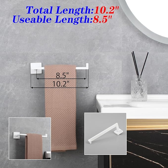 GERZWY Bathroom 2-Piece Bathroom Hardware Set Stainless Steel - Towel Ring Toilet Paper Holder, White