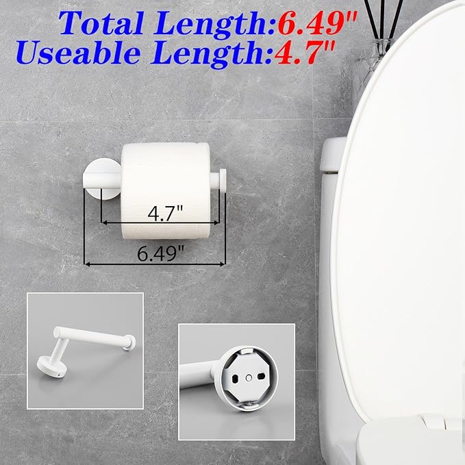 GERZWY 3-Piece Bathroom Accessories Hardware Set SUS 304 Stainless Steel - 2X Coat Hook Toilet Paper Holder, White