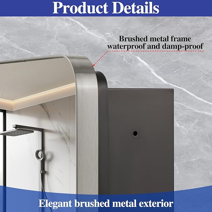 16" x 26" Bathroom Medicine Cabinet with Mirror Door, Brushed Nickel Stainless Steel Frame, Recessed or Surface Mounted,Storage Cabinet with Adjustable Metal Shelves,Upgraded Version