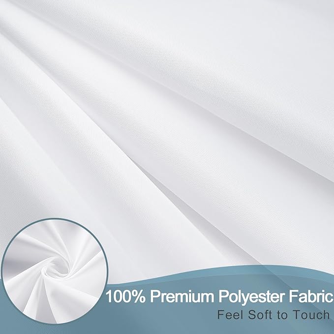AooHome Hotel Shower Curtain Liner, Fabric Shower Curtain with Hooks, Waterproof, Weighted Hem, 72 x 72 Inch, White