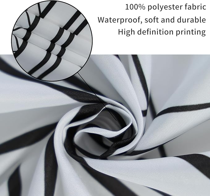 ChloropLastid Black and White Shower Curtain Modern Striped Shower Curtains for Bathroom Boho Modern Rustic Farmhouse Waterproof Fabric Bathroom Shower Curtain 72x72 Inches