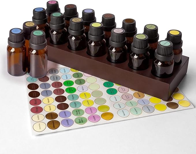 Essential Oil Storage Box Wooden Essential Oils Display Organizer 14 Slots Stand Holder for 5 to 15 ml Bottles Nail Polish Collection