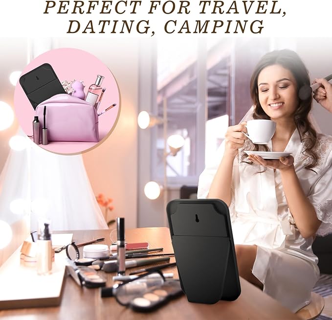 Cinnvoice 12 Pack Desktop Makeup Mirror Bulk 90° Adjustable Portable 8" Vanity Table Mirror with Stand, Folding Travel for Makeup Party Spa Party, Women, Cosmetics Personal Beauty (Black)
