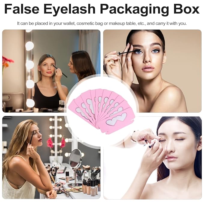 Beavorty 10pcs Heart-shaped Empty Eyelash Cases Portable Paper Storage Boxes for False Eyelashes Lightweight and Protective Organizer for Travel and Daily Use