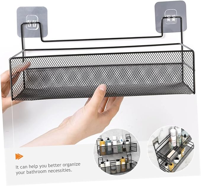 PRETYZOOM No Drilling Wall Mounted Storage Basket Versatile Wire Organizer for Bathroom Toilet Shelf Easy Installation Capacity Space Saving Design