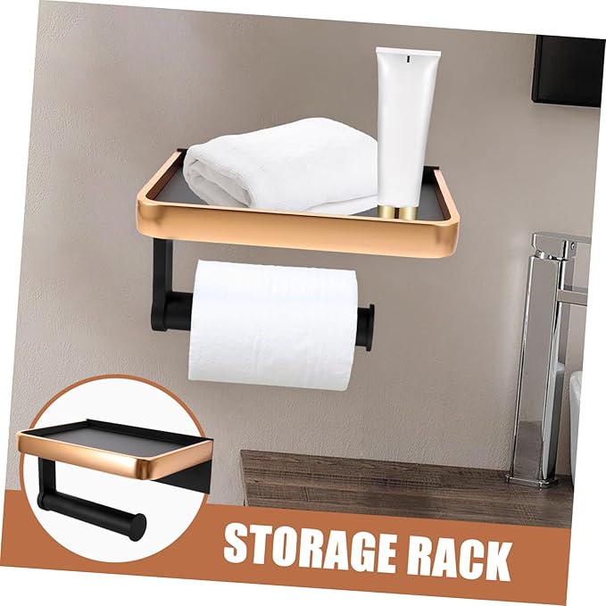 PRETYZOOM Antique Mobile Phone Holder Punch-Free Storage Rack Single Layer Bathroom Organizer for Toilet Shelf Waterproof Easy Installation
