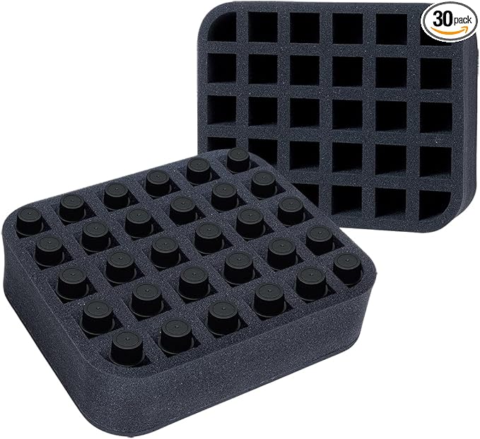 Essential oils Organizer Holder Foam Pad with Slots, Holds 30 bottles of 10ml、15ml Bottles, Removable Dividers，Black