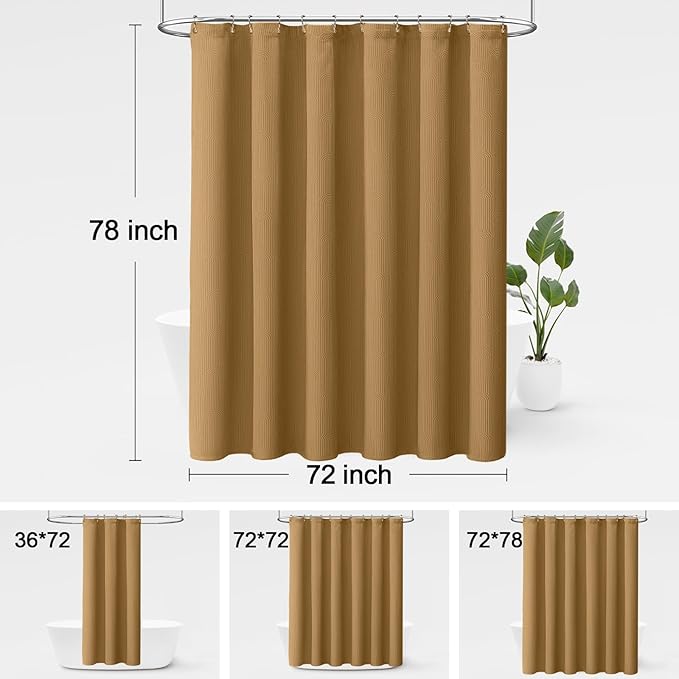 Brown Boho Shower Curtain,Mid Century Neutral Terracotta Mustard Fall Shower Curtain 72" W X 78" L