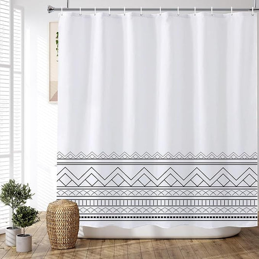 ChloropLastid Black and White Shower Curtain Modern Striped Shower Curtains for Bathroom Boho Modern Rustic Farmhouse Waterproof Fabric Bathroom Shower Curtain 72x72 Inches