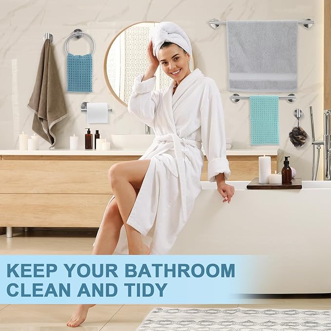 Gisafai 20 Pcs Silver Bathroom Accessories Hardware Set Towel Racks for Bathroom SUS304 Stainless Steel 23.6 Inch Brushed Towel Bar Ring Toilet Paper Holder Robe Hooks for Wall Mounted