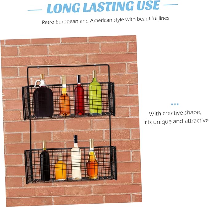SOLUSTRE Hole- Storage Rack Iron Bathroom Shelf Wall-Mounted Dual Layer Holder Toiletries Storage