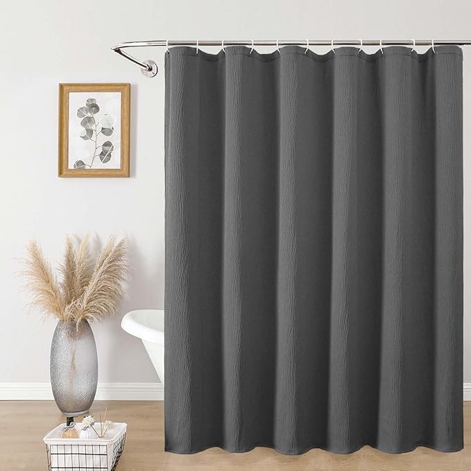 Aiyufeng 3D Textured Grey Shower Curtain for Bathroom, Fabric Shower Curtain Soft Cloth & Hotel Spa Quality, Luxury Boho Bathroom Curtains, Machine Washable, Grey, 72x72 Inches