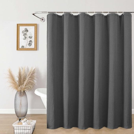 Aiyufeng 3D Textured Grey Shower Curtain for Bathroom, Fabric Shower Curtain Soft Cloth & Hotel Spa Quality, Luxury Boho Bathroom Curtains, Machine Washable, Grey, 72x72 Inches
