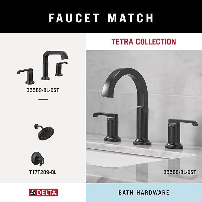 Delta Tetra (1-Pack) 24'' Towel Rack for Bathroom Matte Black Towel Bar for Bathroom Wall Towel Holder Rod Wall Mounted 78924-BL