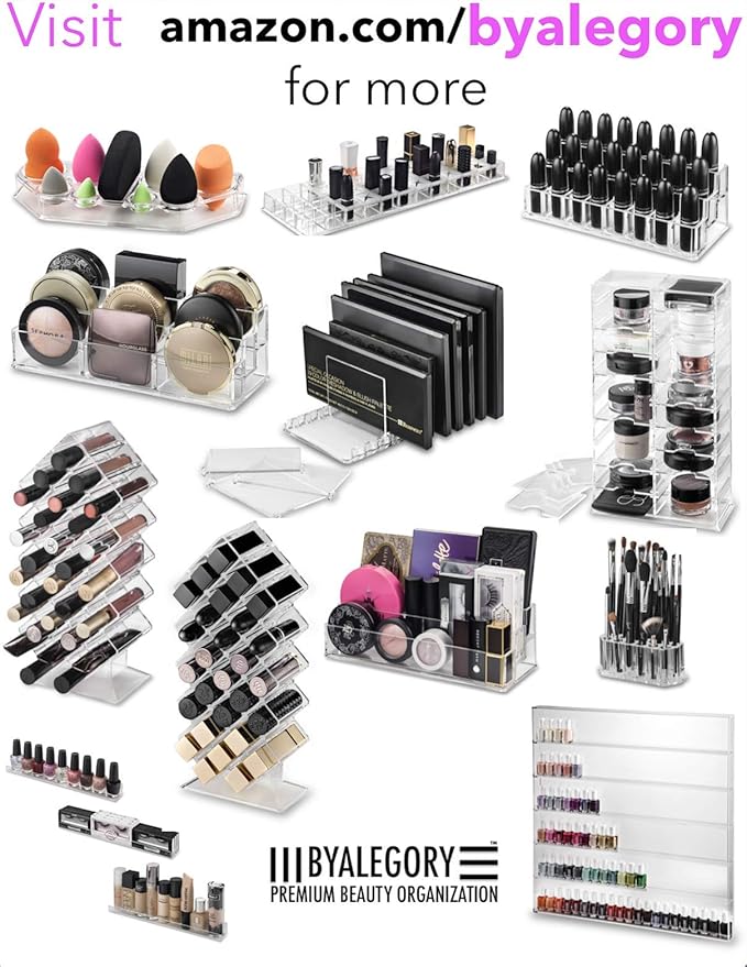 byAlegory Cosmetic Makeup Organizing Cubes Set of 3 Store Beauty Brush Lipgloss Mascara Eye Liner Lip/Eye Liner Pencils Cotton Balls Ear Swabs - Clear