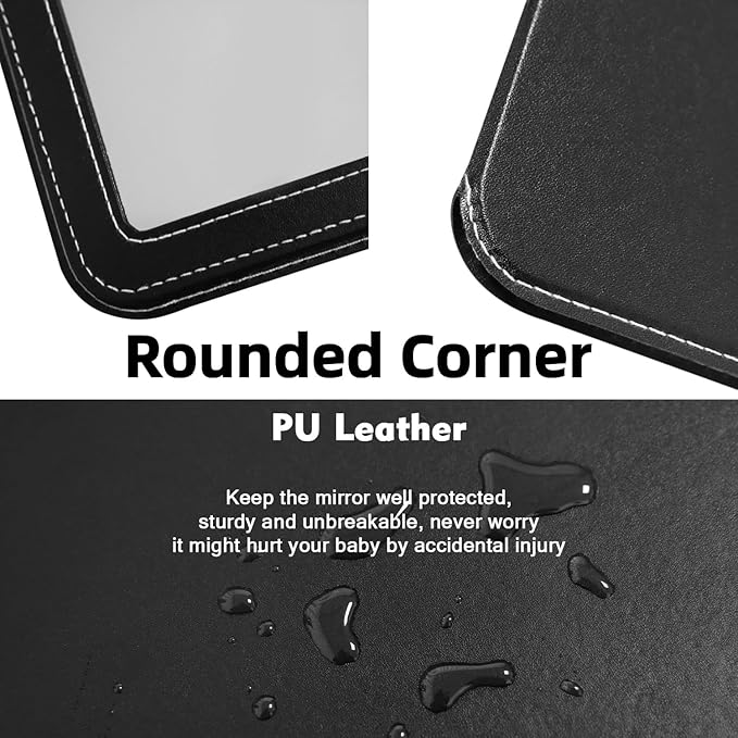 Large Foldable Travel Makeup Mirror, Adjustable Angle Portable Standing Vanity Mirror, Folding PU Leather Rectangular Rounded Corners Design for Desk Table Camping 9"x7"