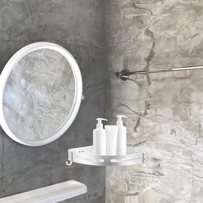 Zerodeko Punch Triangle Wall-Mounted Storage Rack Aluminum Organizer Shelf for Bathroom Kitchen and Toilet Space-Saving Design for Shampoo Soap and Towels