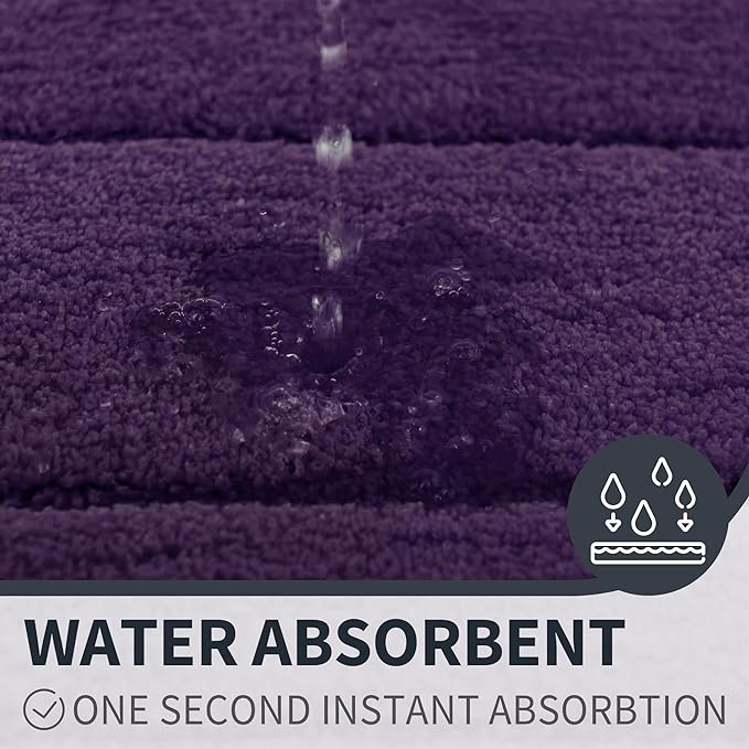 GRANNY SAYS Bathroom Rugs and Mats, 16" x 24" Non-Slip Bath Mat for Bathroom, Super Soft Absorbent Microfiber Bath Rug, Machine Washable and Dry, Small Purple Rug for Shower, Tub and Bath Floor