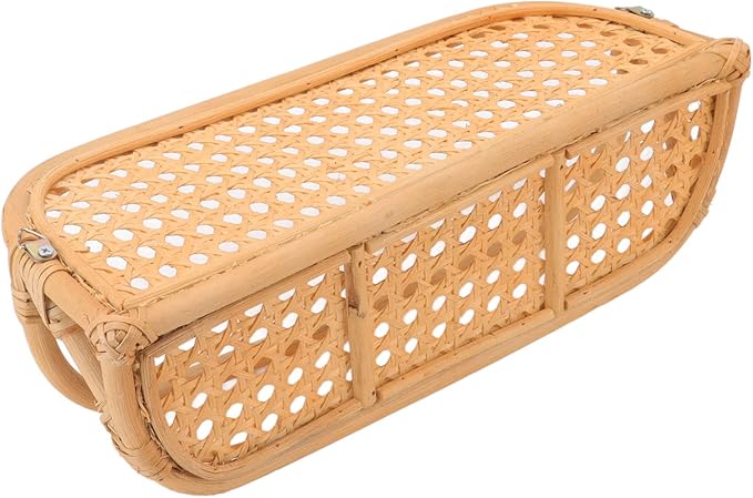 Rattan Wall Shelf, Handcrafted Rattan Hanging Storage Shelf with Sturdy Durable Design, for Bathroom Kitchen Living Room
