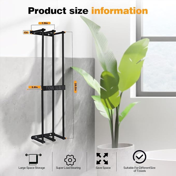 Towel Storage, Towel Rack Wall Mount for Small Bathroom, LAFEALO New Upgrade 3 Bar Towel Racks for Bathroom, Towel Holder for Bathroom Wall, Bathroom Organizer, Washcloths in Small Bathroom/RV/Camper