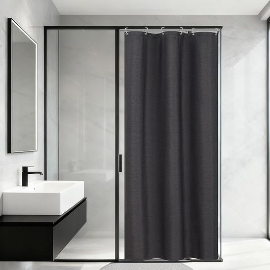 36 x 72 Inch Natural Linen Look Stall Shower Curtain Charcoal Grey, Faux Linen Textured Thick Fabric Shower Stall Curtain Water-Resistant, Slate Gray Bathroom Curtain Washable for Single Stall
