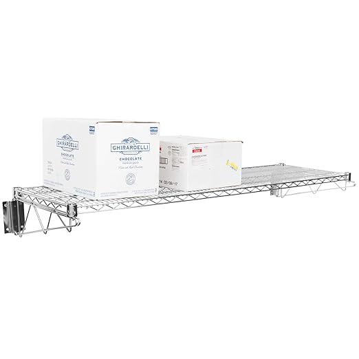 KPS Commercial Chrome Wire Shelf 14 x 48 - NSF, 1 Shelf, Modern Style, Wall Mount, Kitchen Storage
