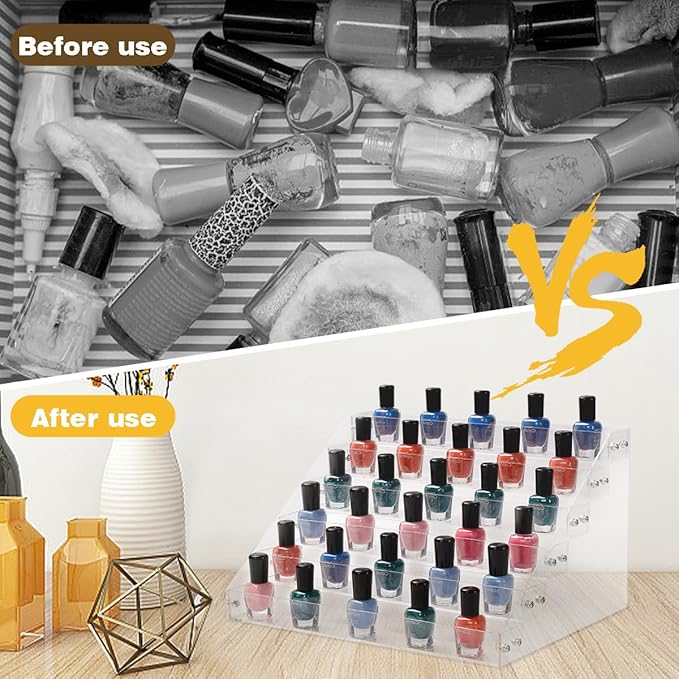 Nail Polish Organizer 72 Bottles of 6 Layers Paint Storage and Organizer Acrylic Holder Display Rack for Tattoo Alcohol Ink Essential Oils, Fit 1 or 2oz Bottles., 12.4*9.7*7.08 inch, Clear