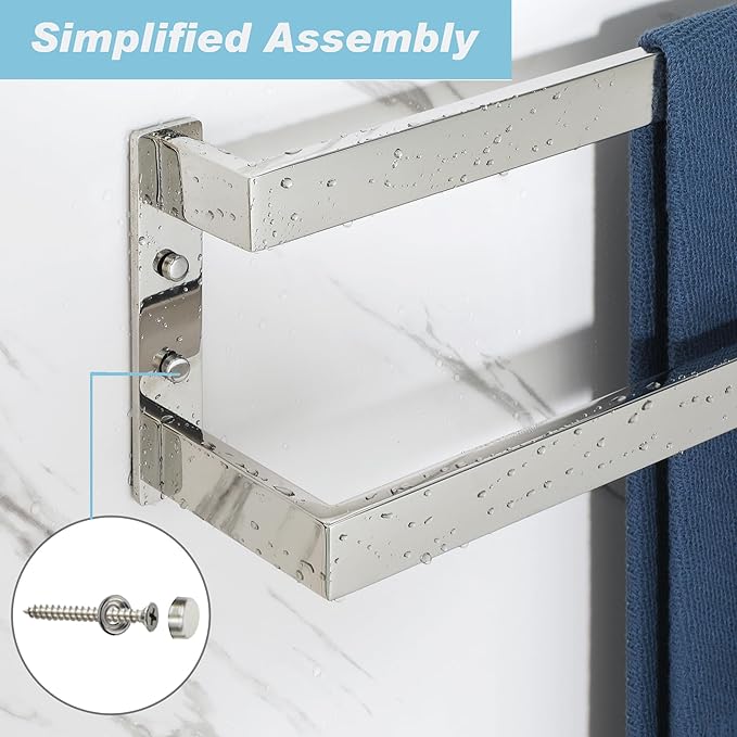 Alise Double Towel Bar, 32" Towel Racks for Bathroom Wall Mounted SUS304 Stainless Steel, Quick Drying Bathroom Towel Holder, Long Heavy Duty Towel Hanger, Polished Chrome