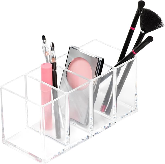 Richards Homewares Cosmetic Tray, 4-Compartment, Clear