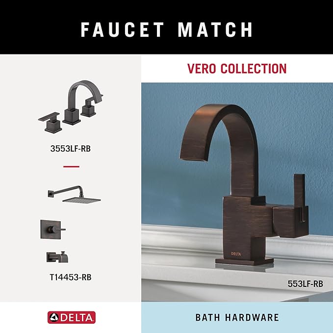 Delta 77746-RB Vero Wall Mount Square Open Towel Ring Bath Hardware Accessory in Venetian Bronze