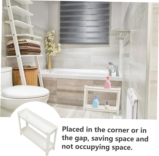 Vaguelly Multi-Layer Plastic Storage Rack Thick Bathroom Shelf for Corner Spaces Sturdy Floor Organizer for Bedroom and Bathroom Versatile Storage Solution