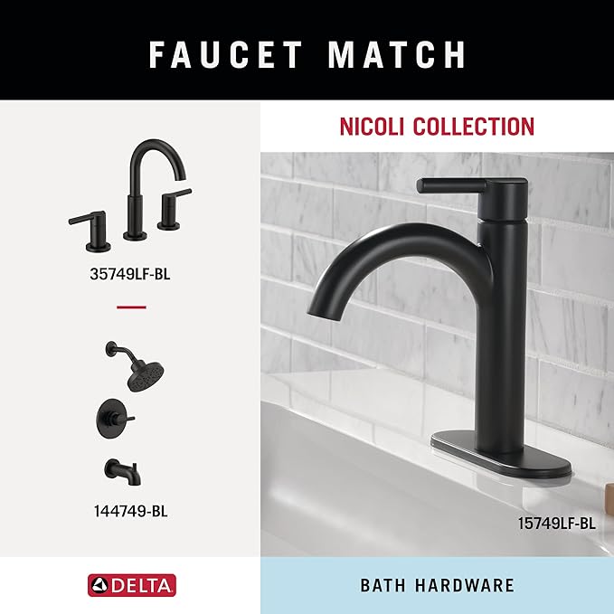 Delta Nicoli (1-Pack) 18'' w/ 6" Extender Towel Rack for Bathroom Matte Black Extendable 18-24" Towel Bar for Bathroom Wall Towel Holder Rod Wall Mounted NIC18-MB