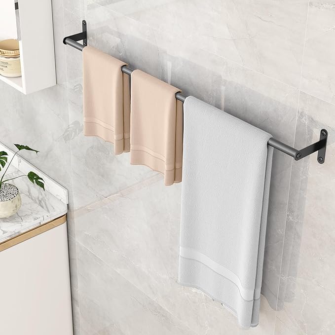Towel Bathroom Bar, MKO Towel Rod for Bathroom Heavy Duty, Single Towel Bar Hand Towel Holder, Extra Long Towel Bar 30-Inch, Black