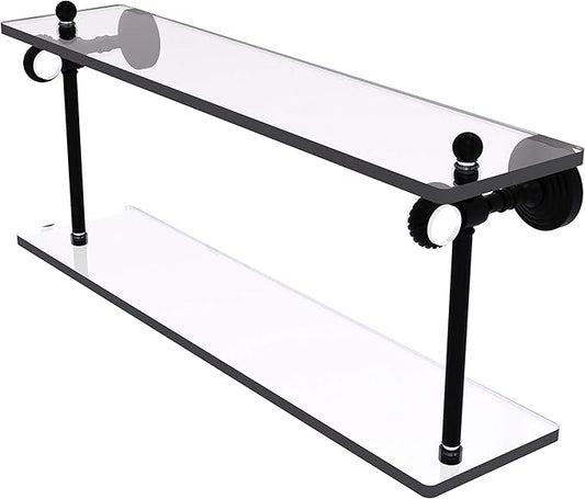 Allied Brass PG-2T-22 Pacific Grove Collection 22 Inch Two Tiered Twisted Accents Glass Shelf, Matte Black