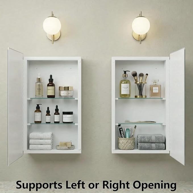 20x30 Inch Bathroom Medicine Cabinet with Mirror, Rectangular Beveled Mirror Cabinet,Wall Mounted Metal Cabinet for Bathroom Toilet, Recess or Surface Mount