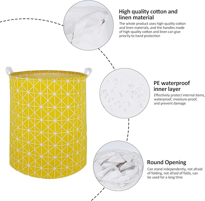 Collapsible Laundry Basket in Bedroom Waterproof Laundry Hamper in Bathroom Large Laundry Bag in College Dormitory Cloakroom Livingroom Nursery Organizer Toy Bin