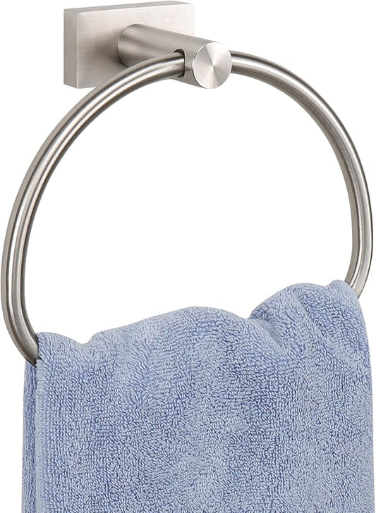 Livabber Towel Ring for Bathroom, 304 Stainless Steel Hand Towel Holder, Heavy Duty Towel Hanger for Bath, Kitchen, Hotel (2.3″ Screw-Mounted Base, Brushed Nickel)